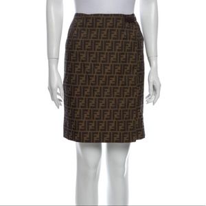 Fendi zucca monogram wrap skirt, 24 inch waist